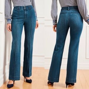 Talbots FLARE LEG PINTUCK JEANS - LAPIS WASH Wide Leg High Waist 6